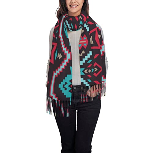 Damen-Schal, Motiv: Südwest-Amerika, Azteken-Navajo, modisch, Quaste, Winter, weich, warm, Siehe Abbildung, Einheitsgröße Damen-Schal, Motiv: Südwest-Amerika, Azteken-Navajo, modisch, Quaste, Winter, weich, warm, Siehe Abbildung, Einheitsgröße von FJAUOQ