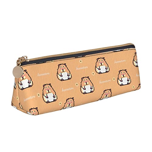 FJAUOQ Niedliche Meerschweinchen Tiere Muster Bleistift Tasche Dreieck Stift Fall Tragbare Bleistift Tasche Leder Organizer mit Reißverschluss Kosmetiktasche Tasche, weiß, Einheitsgröße, federmäppchen von FJAUOQ