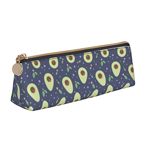 FJAUOQ Niedliches Avocado-Muster Bleistift Beutel Dreieck Stift Fall Tragbare Bleistift Tasche Leder Organizer mit Reißverschluss Kosmetiktasche Tasche, weiß, Einheitsgröße, federmäppchen von FJAUOQ