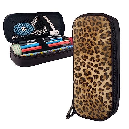 FJAUOQ Niedliches Leoparden-Federmäppchen, großes Fassungsvermögen, Leder-Federmäppchen, tragbares Federmäppchen mit Reißverschluss, für Büro-Organizer, Schwarz , Einheitsgröße, Federmäppchen FJAUOQ Niedliches Leoparden-Federmäppchen, großes Fassungsvermögen, Leder-Federmäppchen, tragbares Federmäppchen mit Reißverschluss, für Büro-Organizer, Schwarz , Einheitsgröße, Federmäppchen von FJAUOQ
