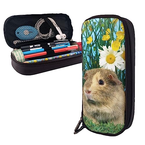 FJAUOQ Niedliches Meerschweinchen-Federmäppchen, großes Fassungsvermögen, Leder-Federmäppchen, tragbares Federmäppchen mit Reißverschluss, für Büro-Organizer, Schwarz , Einheitsgröße, Federmäppchen FJAUOQ Niedliches Meerschweinchen-Federmäppchen, großes Fassungsvermögen, Leder-Federmäppchen, tragbares Federmäppchen mit Reißverschluss, für Büro-Organizer, Schwarz , Einheitsgröße, Federmäppchen von FJAUOQ