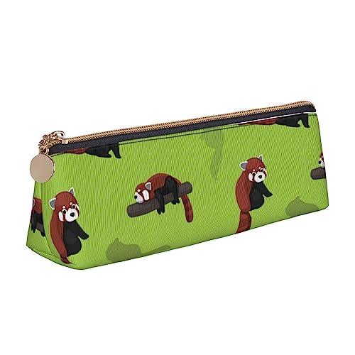 FJAUOQ Niedliches rotes Panda-Muster Bleistift Beutel Dreieck Stift Fall Tragbare Bleistift Tasche Leder Organizer mit Reißverschluss Kosmetiktasche Tasche, rot, Einheitsgröße, federmäppchen von FJAUOQ