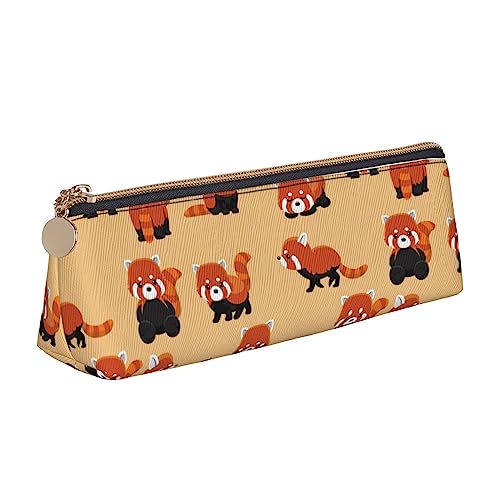 FJAUOQ Niedliches rotes Panda-Muster Bleistift Beutel Dreieck Stift Fall Tragbare Bleistift Tasche Leder Organizer mit Reißverschluss Kosmetiktasche Tasche, weiß, Einheitsgröße, federmäppchen von FJAUOQ