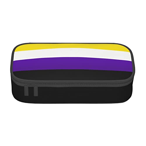 FJAUOQ Non-Binary Pride Flag Federmäppchen, Dreieck, große Kapazität, Stifttasche, kleine Kosmetiktasche für Damen und Herren, Schwarz , Einheitsgröße, federmäppchen von FJAUOQ