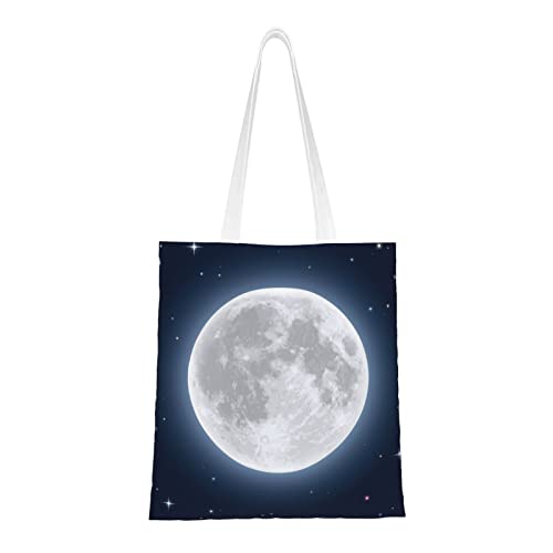 FJAUOQ Panda Canvas Tote Bags for Women, Reusable Grocery Bags, Travel Tote Bags for Work Travel Shopping, Moon, Einheitsgröße, Canvas & Beach Tote Bag von FJAUOQ