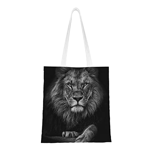 FJAUOQ Panda Canvas Tote Bags for Women, Reusable Grocery Bags, Travel Tote Bags for Work Travel Shopping, lion2, Einheitsgröße, Canvas & Beach Tote Bag von FJAUOQ