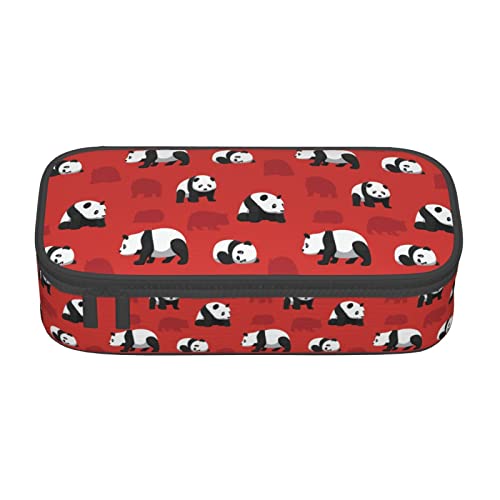 FJAUOQ Panda Federmäppchen, Dreieck Große Kapazität Bleistift Pouch Stifttasche Kleine Kosmetiktasche für Damen Herren, Schwarz , Einheitsgröße, federmäppchen von FJAUOQ