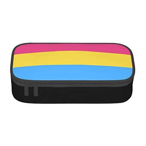 FJAUOQ Pansexual Pride Flag Federmäppchen, Dreieck, große Kapazität, Bleistifttasche, Stifttasche, kleine Kosmetiktasche für Damen und Herren, Schwarz , Einheitsgröße, federmäppchen von FJAUOQ