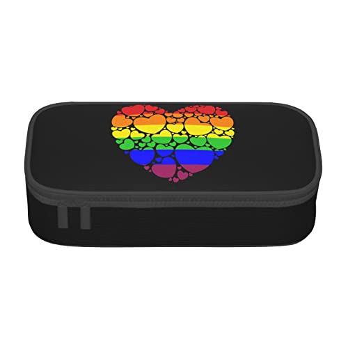 FJAUOQ Pride Month LGBTQ Gay Pride Ally Federmäppchen, Dreieck Große Kapazität Federmäppchen Stifttasche Kleine Kosmetiktasche für Damen Herren, Schwarz , Einheitsgröße, federmäppchen von FJAUOQ