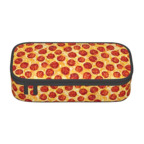 FJAUOQ Realistisches Pizza-Muster (2) Federmäppchen, Dreieck, große Kapazität, Stifttasche, kleine Kosmetiktasche für Damen und Herren, Schwarz , Einheitsgröße, federmäppchen von FJAUOQ