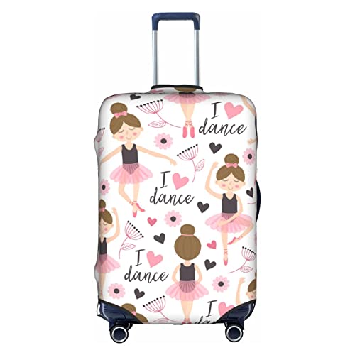 FJAUOQ Reisegepäckhülle mit niedlichem Ballerina-Mädchen-Ballett, passend für 18-32-Zoll-Gepäck, Stretch-Kofferschutz mit verdecktem Reißverschluss für Reisezubehör mit Rollkoffern von FJAUOQ