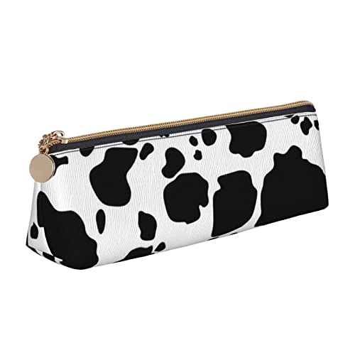 FJAUOQ Schwarze Kuh-Druck-Muster-Tier-Bleistift-Beutel-Dreieck-Federmappe, tragbare Bleistifttasche, Leder-Organizer mit Reißverschluss, Kosmetiktasche, Schwarz , Einheitsgröße, federmäppchen FJAUOQ Schwarze Kuh-Druck-Muster-Tier-Bleistift-Beutel-Dreieck-Federmappe, tragbare Bleistifttasche, Leder-Organizer mit Reißverschluss, Kosmetiktasche, Schwarz , Einheitsgröße, federmäppchen von FJAUOQ