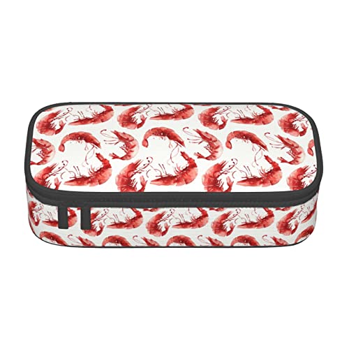 FJAUOQ Shrimp Pattern Sea Food Pencil Case, Triangle Large Capacity Pencil Pouch Pen Bag Small Cosmetic Bag for Women Men, Schwarz , Einheitsgröße, federmäppchen von FJAUOQ