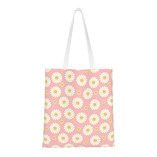 FJAUOQ Soccer Canvas Tote Bags for Women, Reusable Grocery Bags, Travel Tote Bags for Work Travel Shopping, Lächelnde Gänseblümchen Blume, Einheitsgröße, Canvas & Beach Tote Bag von FJAUOQ