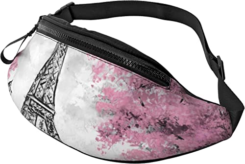 Fanny Pack, Eiffelturm, Paris, rosa Baum, modische Hüfttasche, verstellbare Hüfttasche für Männer und Frauen von FJAUOQ