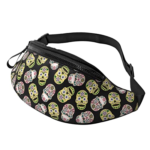 Fanny Pack mit Totenkopf-Motiv,für Männer und Frauen,verstellbare Gürteltasche,lässige Hüfttasche für Reisen,Partys,Festivals,Wandern,Laufen,Radfahren von FJAUOQ