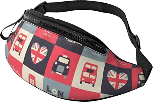 Fanny Pack mit britischer Flagge und London-Symbol, modische Hüfttasche, verstellbare Hüfttasche für Männer und Frauen von FJAUOQ