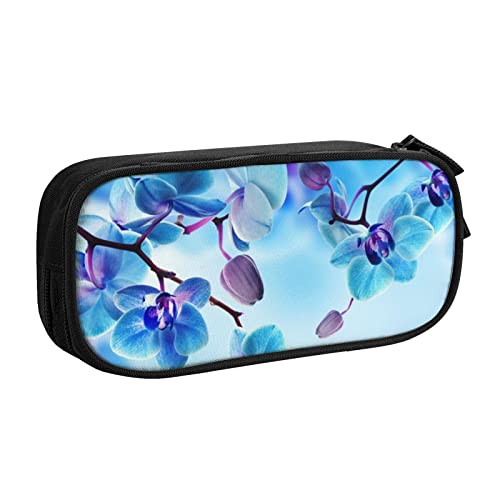 Federmäppchen Blue Flower Lake Pencil Case Compartments Pen Pouch Box Multifunctional Makeup Bag Holder Large Storage Stationery Organizer with Zipper for Office Travel von FJAUOQ