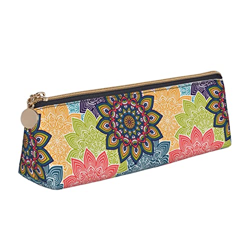 Federmäppchen Colorful Ethnic Floral Pencil Case with Zipper Durable Portable Pen Pouch Office Storage Bag Travel Toiletry Holder for Women Men von FJAUOQ