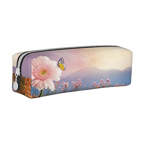 Federmäppchen Flower Butterfly Pencil Case with Zipper Durable Portable Pen Pouch Office Storage Bag Travel Toiletry Holder for Women Men von FJAUOQ