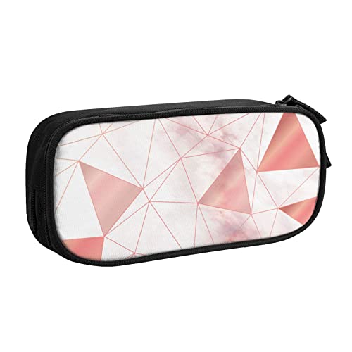 Federmäppchen Pink Abstract Geometric Marble Style Print Pencil Case Compartments Pen Pouch Box Multifunctional Makeup Bag Holder Large Storage Stationery Organizer with Zipper for Office Travel von FJAUOQ