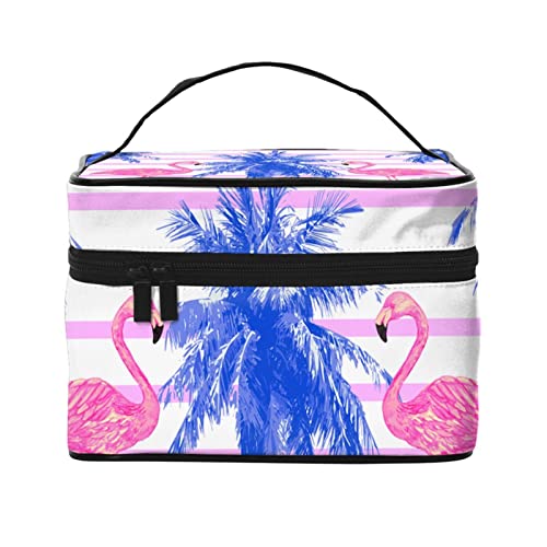 Flamingo-Make-up-Tasche für Frauen,Reise-Kosmetiktasche mit großem Fassungsvermögen,tragbarer Kulturbeutel,Make-up-Tasche für Mädchen,niedliches Schmuck-Make-up-Pinsel-Organizer-Etui,Geschenke fü von FJAUOQ