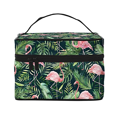 Flamingo-Make-up-Tasche für Frauen,Reise-Kosmetiktasche mit großem Fassungsvermögen,tragbarer Kulturbeutel,Make-up-Tasche für Mädchen,niedliches Schmuck-Make-up-Pinsel-Organizer-Etui,Geschenke fü von FJAUOQ