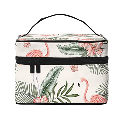 Flamingo-Make-up-Tasche für Frauen,Reise-Kosmetiktasche mit großem Fassungsvermögen,tragbarer Kulturbeutel,Make-up-Tasche für Mädchen,niedliches Schmuck-Make-up-Pinsel-Organizer-Etui,Geschenke fü von FJAUOQ