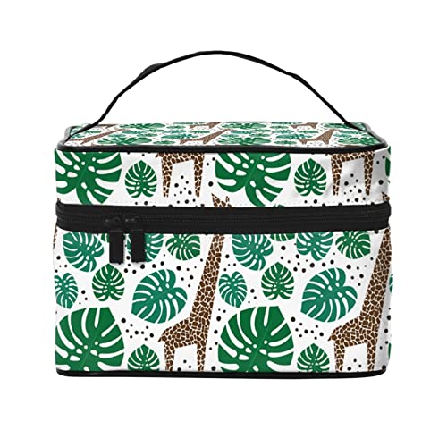 Giraffen-Make-up-Tasche für Frauen,Reise-Kosmetiktasche mit großem Fassungsvermögen,tragbarer Kulturbeutel,Make-up-Tasche für Mädchen,niedliches Schmuck-Make-up-Pinsel-Organizer-Etui,Geschenke fü von FJAUOQ