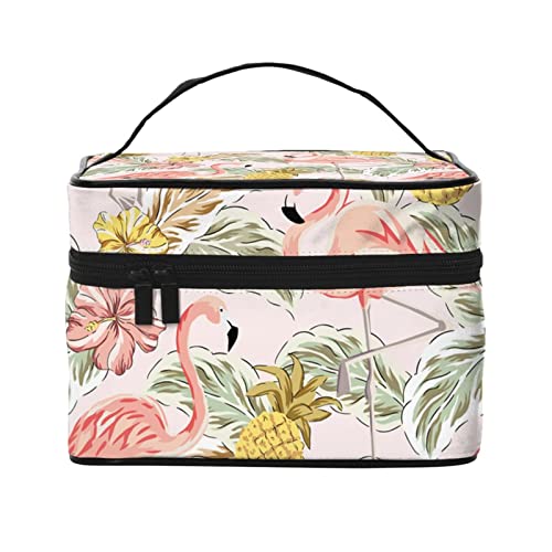 Flamingo-Make-up-Tasche für Frauen,Reise-Kosmetiktasche mit großem Fassungsvermögen,tragbarer Kulturbeutel,Make-up-Tasche für Mädchen,niedliches Schmuck-Make-up-Pinsel-Organizer-Etui,Geschenke fü von FJAUOQ