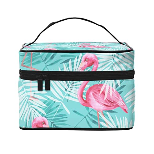 Flamingo-Make-up-Tasche für Frauen,Reise-Kosmetiktasche mit großem Fassungsvermögen,tragbarer Kulturbeutel,Make-up-Tasche für Mädchen,niedliches Schmuck-Make-up-Pinsel-Organizer-Etui,Geschenke fü von FJAUOQ