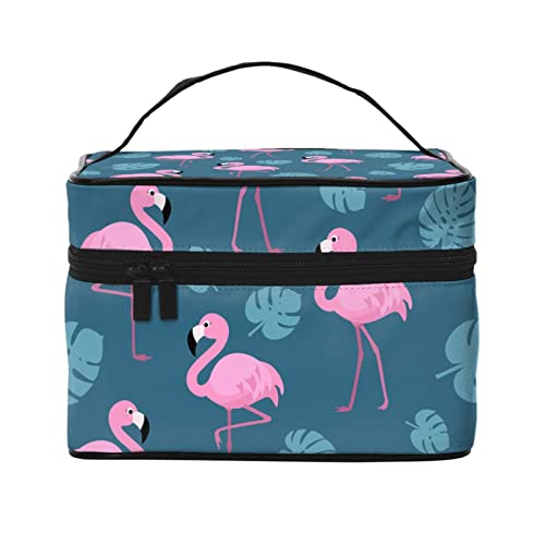 Flamingo-Make-up-Tasche für Frauen,Reise-Kosmetiktasche mit großem Fassungsvermögen,tragbarer Kulturbeutel,Make-up-Tasche für Mädchen,niedliches Schmuck-Make-up-Pinsel-Organizer-Etui,Geschenke fü von FJAUOQ