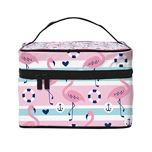 Flamingo-Make-up-Tasche für Frauen,Reise-Kosmetiktasche mit großem Fassungsvermögen,tragbarer Kulturbeutel,Make-up-Tasche für Mädchen,niedliches Schmuck-Make-up-Pinsel-Organizer-Etui,Geschenke fü von FJAUOQ