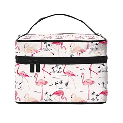 Flamingo-Make-up-Tasche für Frauen,Reise-Kosmetiktasche mit großem Fassungsvermögen,tragbarer Kulturbeutel,Make-up-Tasche für Mädchen,niedliches Schmuck-Make-up-Pinsel-Organizer-Etui,Geschenke fü von FJAUOQ