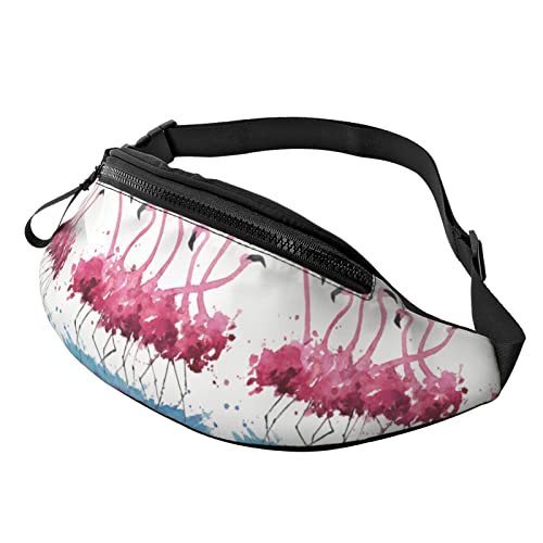 Flamingos Aquarellmalerei Hüfttasche Taschen Männer und Frauen Verstellbarer Gürtel Sporttasche für Outdoor-Sport, Reisen und Radfahren Radfahren Tasche Schulterrucksack von FJAUOQ