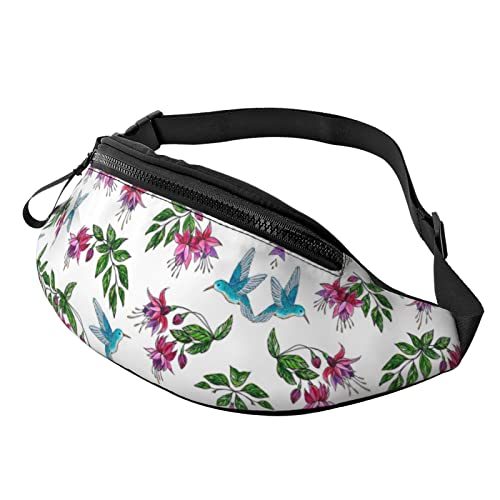 Hüfttasche mit Blumen-Kolibri, für Herren und Damen, Verstellbarer Gürtel, Sporttasche für Outdoor-Sport, Reisen und Radfahren, Radfahren, Taschen-Schulterrucksack von FJAUOQ