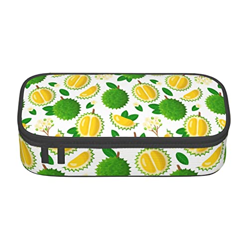 Fruit of Durian and Leaves Pattern Pencil Case, Triangle Large Capacity Pencil Pouch Pen Bag Small Cosmetic Bag for Women Men, Schwarz , Einheitsgröße, federmäppchen von FJAUOQ