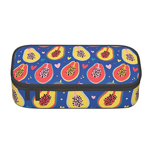 Fruit of Papaya Pattern Pencil Case, Triangle Large Capacity Pencil Pouch Pen Bag Small Cosmetic Bag for Women Men, Schwarz , Einheitsgröße, federmäppchen von FJAUOQ