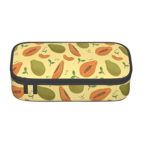 Fruit of Papaya Pattern Pencil Case, Triangle Large Capacity Pencil Pouch Pen Bag Small Cosmetic Bag for Women Men, Schwarz , Einheitsgröße, federmäppchen von FJAUOQ