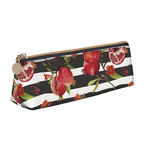 Fruit of Red Granatapfel Muster Bleistift Tasche Dreieck Stiftetui Tragbare Bleistift Tasche Leder Organizer mit Reißverschluss Kosmetiktasche Tasche, rot, Einheitsgröße, federmäppchen von FJAUOQ