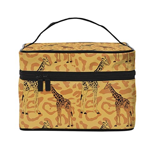 Giraffen-Make-up-Tasche für Frauen,Reise-Kosmetiktasche mit großem Fassungsvermögen,tragbarer Kulturbeutel,Make-up-Tasche für Mädchen,niedliches Schmuck-Make-up-Pinsel-Organizer-Etui,Geschenke fü von FJAUOQ