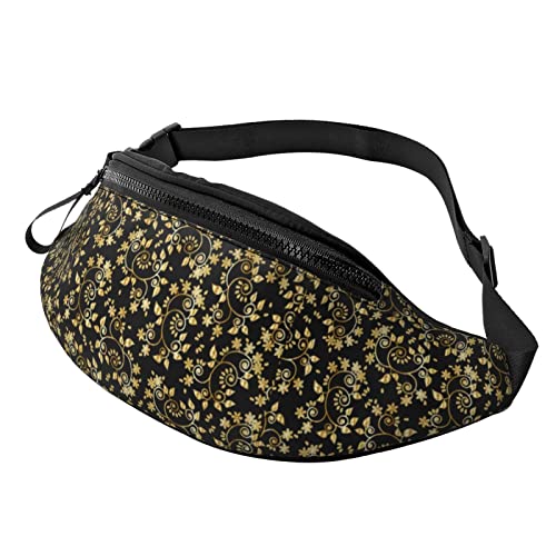 Golden Flower Hüfttasche für Herren und Damen, Verstellbarer Gürtel, Sporttasche für Outdoor-Sport, Reisen und Radfahren, Fahrradtasche, Schulterrucksack von FJAUOQ