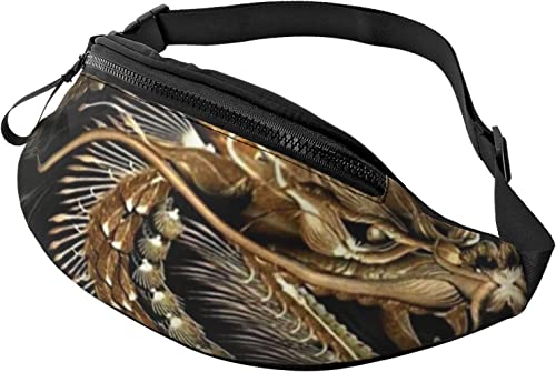 Goldene braune Drachen-Gürteltasche, modische Gürteltasche, verstellbare Hüfttasche für Männer und Frauen von FJAUOQ