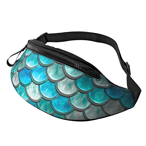 Mosaik-Blau-Türkis-Cyan-Skalen-Hüfttasche, Taschen für Herren und Damen, Verstellbarer Gürtel, Sporttasche für Outdoor-Sport, Reisen und Radfahren, Fahrradtaschen-Schulterrucksack von FJAUOQ