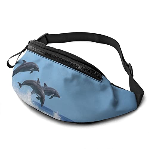 Gürteltasche für Männer und Frauen, Dolphins Jumping Hüfttasche mit Gürtel, verstellbare Schultertasche, Umhängetasche, Brusttasche für Reisen, Wandern, Radfahren, Laufen von FJAUOQ