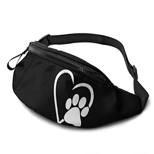 Gürteltasche für Männer und Frauen, Hund, Haustierpfoten, Liebesherz, Hüfttasche mit Gürtel, verstellbare Schultertasche, Umhängetasche, Brusttasche für Reisen, Wandern, Radfahren, Laufen von FJAUOQ