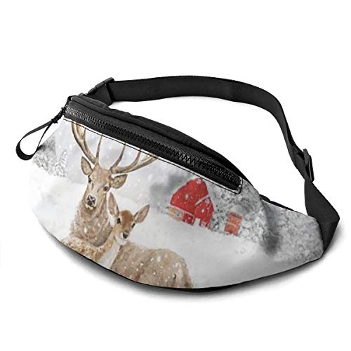 Gürteltasche für Männer und Frauen, Weihnachts-Hirsch-Hüfttasche mit Gürtel, verstellbare Schultertasche, Umhängetasche, Brusttasche für Reisen, Wandern, Radfahren, Laufen von FJAUOQ