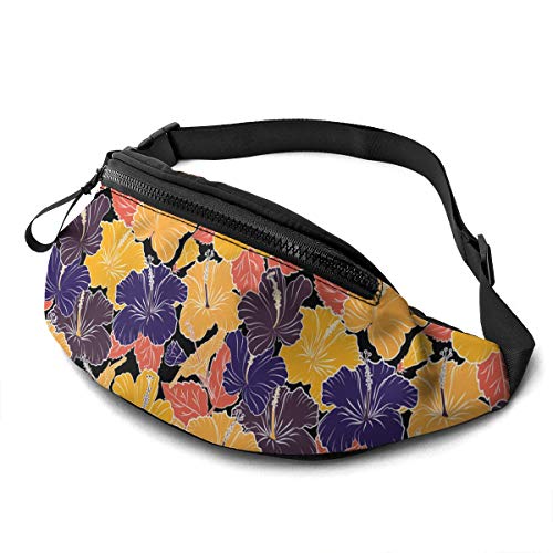 Gürteltasche für Männer und Frauen, abstrakte Hibiskusblüten, Hüfttasche mit Gürtel, verstellbare Schultertasche, Umhängetasche, Brusttasche für Reisen, Wandern, Radfahren, Laufen von FJAUOQ