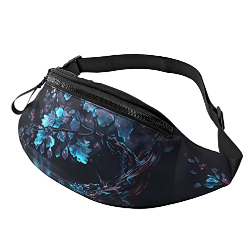 Glowing Flowers Hüfttasche, Taschen für Herren und Damen, Verstellbarer Gürtel, Sporttasche für Outdoor-Sport, Reisen und Radfahren, Fahrradtasche, Schulterrucksack von FJAUOQ