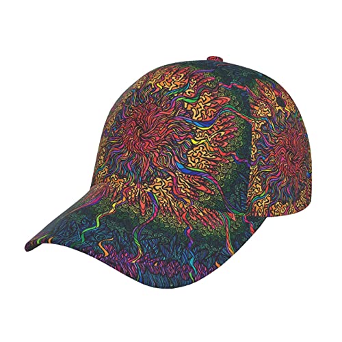 Hippie Psychedelic Baseball Cap Dad Hat Trucker Hat Damen Herren Snapback Verstellbarer Modischer Trendiger Hip Hop Hut Low Profile von FJAUOQ